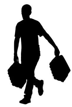 Worker carrying boxes, vector silhouette illustration Stock Illustration