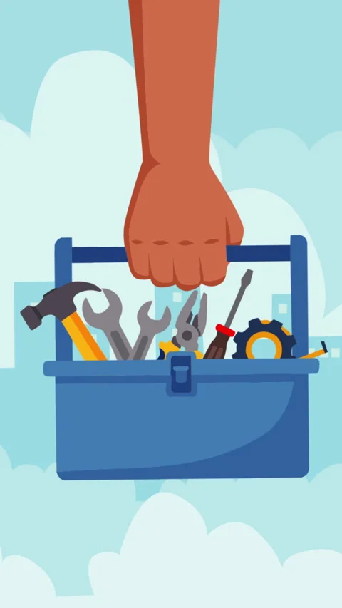 Worker Carrying Toolbox with Tools Industrial Labor Concept Stock-Footage 331975532