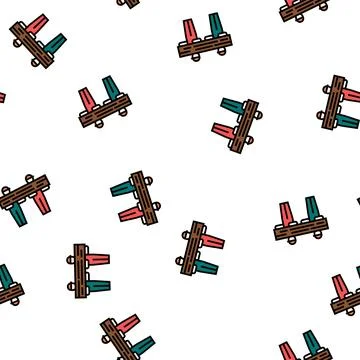 Worker carrying wooden timber vector seamless pattern Illustrazione stock
