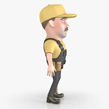 Worker Cartoon Character 3D Model