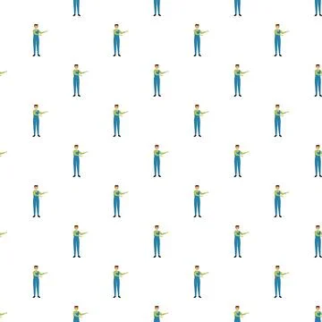 Worker cartoon character pattern presenting information 库存插图