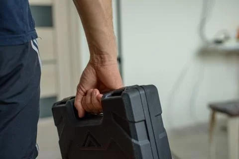 Worker  with case of tools. Stock Photos