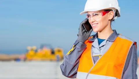 Worker cellphone talk Stock Photos
