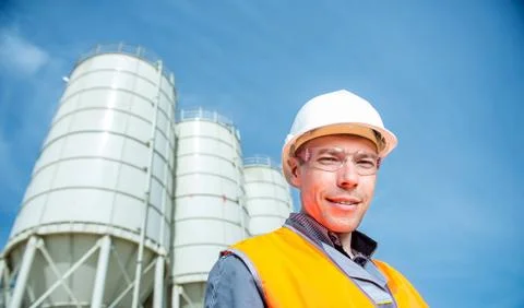 Worker cement plant Stock Photos