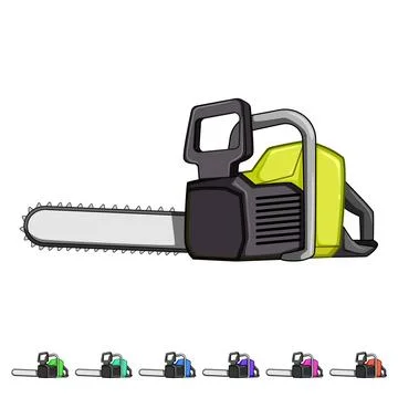 Worker chainsaw cartoon vector graphic Stock Illustration