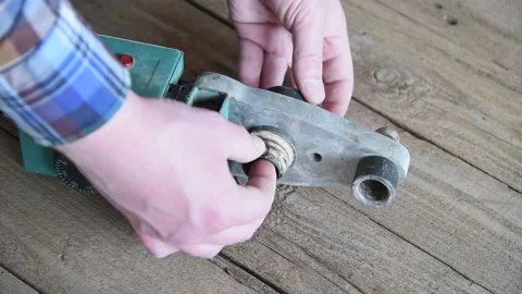 The worker changes the nozzles to a soldering iron for polypropylene pipes. Stock Footage 151194954