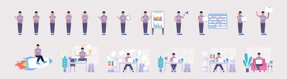 Worker character collection Stock Illustration