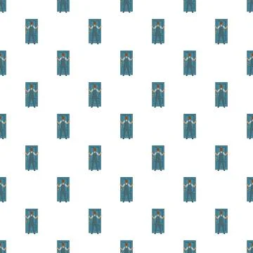 Worker character installing door in seamless pattern Stock Illustration