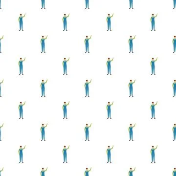 Worker character pattern repeating on white background Stock Illustration