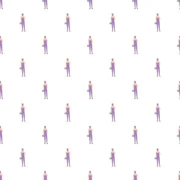 Worker character seamless pattern holding a toolbox 스톡 일러스트