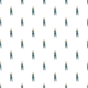 Worker character uniform pattern on white background Stock Illustration