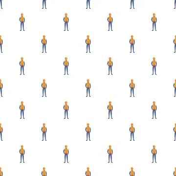 Worker character wearing hard hat seamless pattern background Stock Illustration