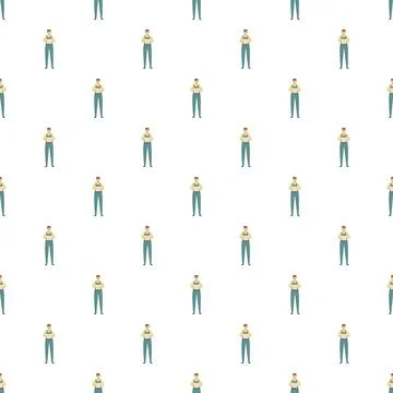 Worker character wearing overalls repeating seamless pattern 스톡 일러스트
