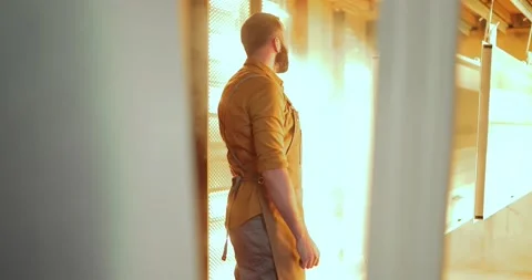 Worker checking the quality of the painted with powder coating metal products Stock Footage 147274812