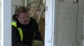Worker checking wall is straight HD Footage