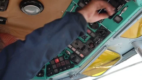 The worker checks the control panel of the aircraft. Stock Footage 81530835