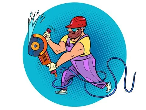 Worker with a circular saw Stock Illustration