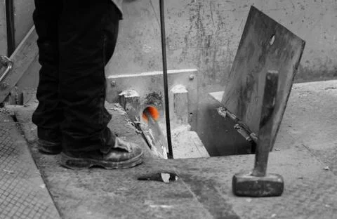 Worker cleaning filter box Stock Photos