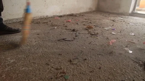 Worker is cleaning the garbage before the renovation Stock Footage 75771511