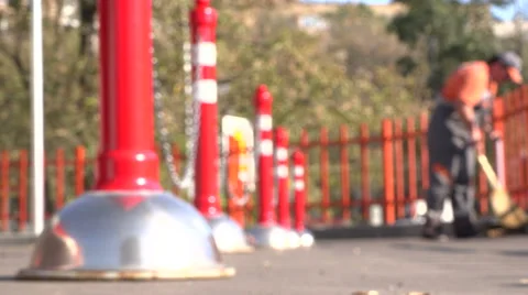 A worker cleans the area. Video stock 55272649