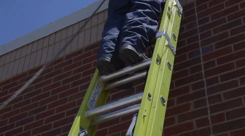 Worker Climbing Ladder Video stock 64053478