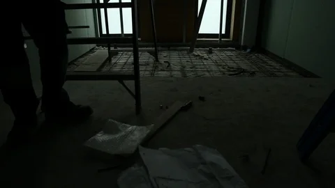 Worker climbing a ladder Stock Footage 95758874