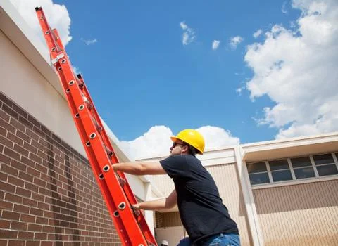 Worker Climbing Up Stock Photos