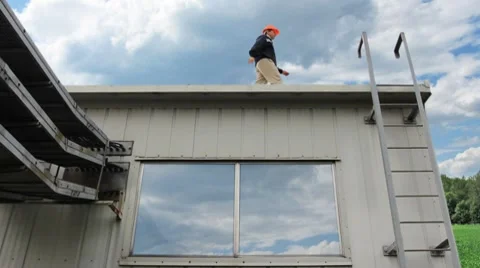 Worker Climbs Down Stock Footage 8659468