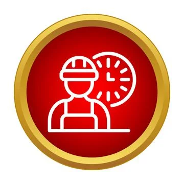 Worker with clock icon for time management Stock Illustration