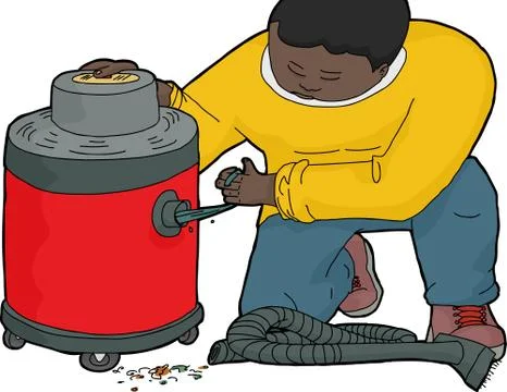 Worker with Clogged Vacuum Stock Illustration