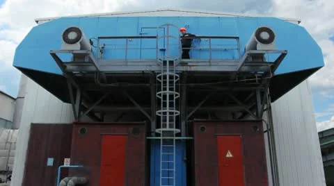 Worker Come Down From Air Camera Stock Footage 10790386