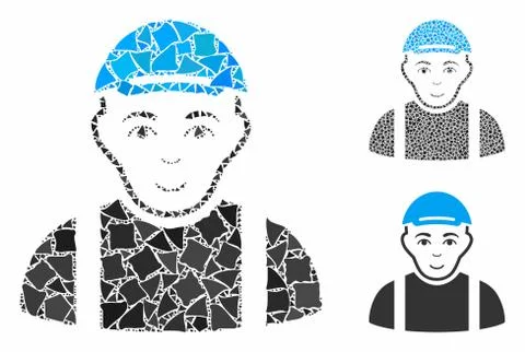 Worker Composition Icon of Bumpy Items Stock Illustration