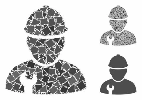 Worker Composition Icon of Unequal Pieces 스톡 일러스트