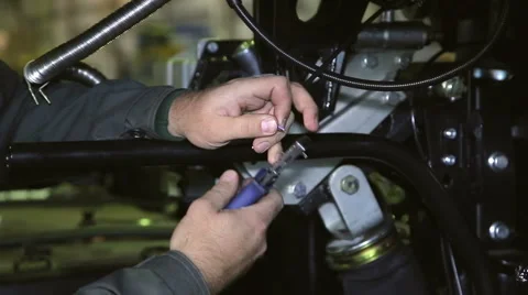 Worker constructing on machinery plant Stock Footage 68372845