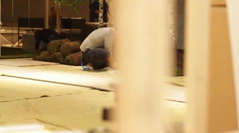 Worker constructing a vegetal decoration Stock Footage 61020208