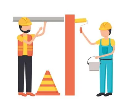 Worker construction equipment Stock Illustration