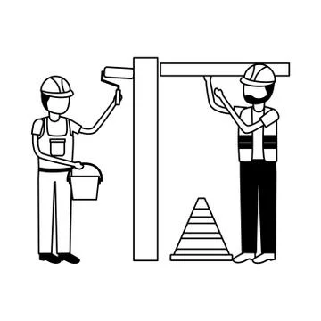 Worker construction equipment Stock Illustration