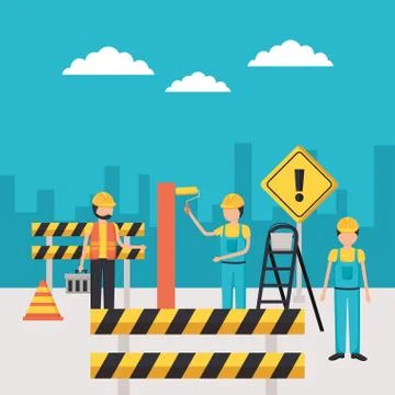 Worker construction equipment Illustrazione stock
