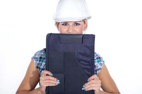 Worker with construction helmet Foto stock