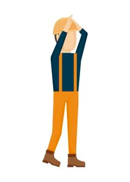 Worker construction man with helmet security Stock Illustration