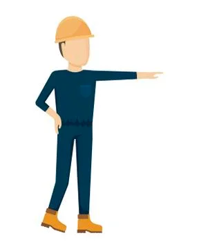 Worker construction man with helmet security Stock Illustration