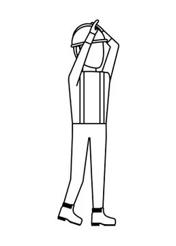 Worker construction man with helmet security Stock Illustration