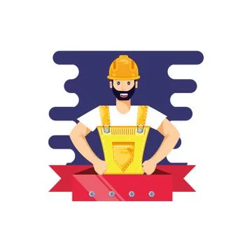 Worker construction man with ribbon Ilustración de archivo