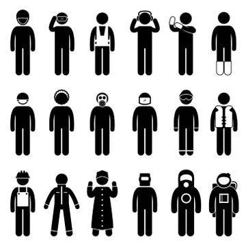 Worker Construction Proper Safety Attire Uniform Wear Cloth Icon Symbol Sign Pic Stock-Illustration