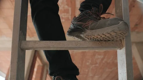 Worker In Construction Site And Building New House Stock Footage 98290947
