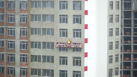 Worker on Construction Site. Building Under Construction Stock Footage 105537544
