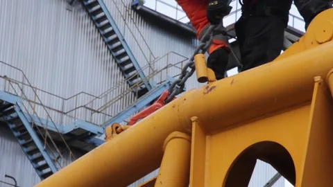 Worker at the construction site of the coal-fired power station Stock Footage 137569656