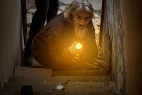 Worker at construction site Stock Photos