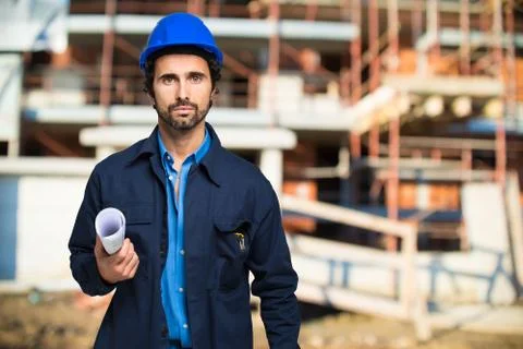 Worker in a construction site Stock Photos