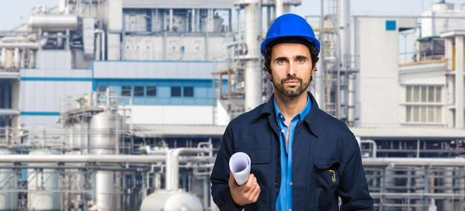 Worker in a construction site Stock Photos